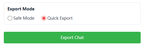 WAExport chat export mode and export button